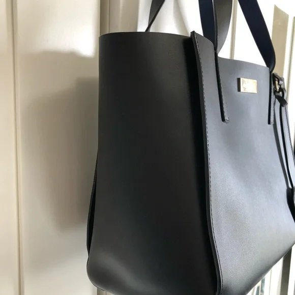 Kate Spade Black & Blue Top Handle Leather Tote Bag - Picture 7 of 16